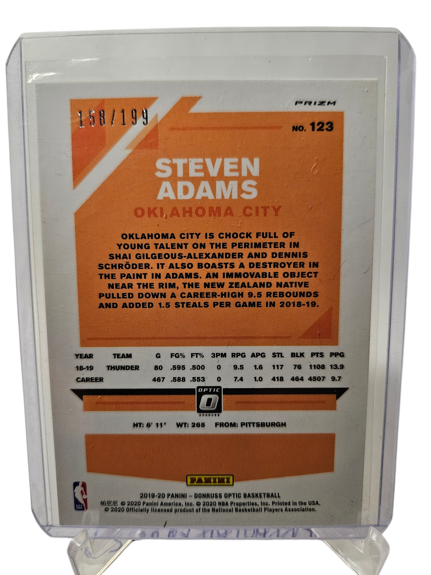 2019-20 Panini Donruss Optic #103 Steven Adams Orange Prizm 158/199