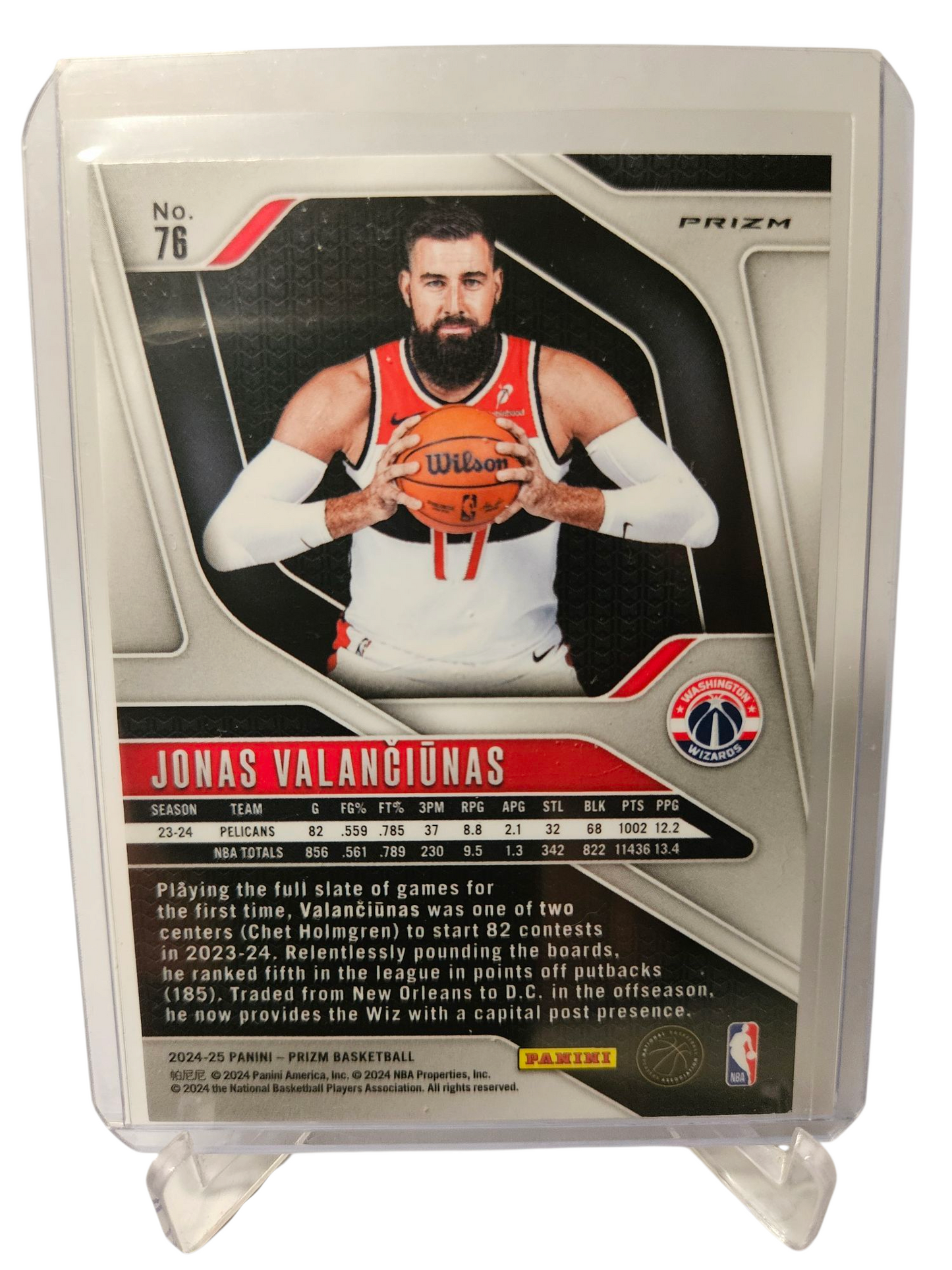 2024-25 Panini Prizm #76 Jonas Valanciunas Green Cracked Ice Prizm