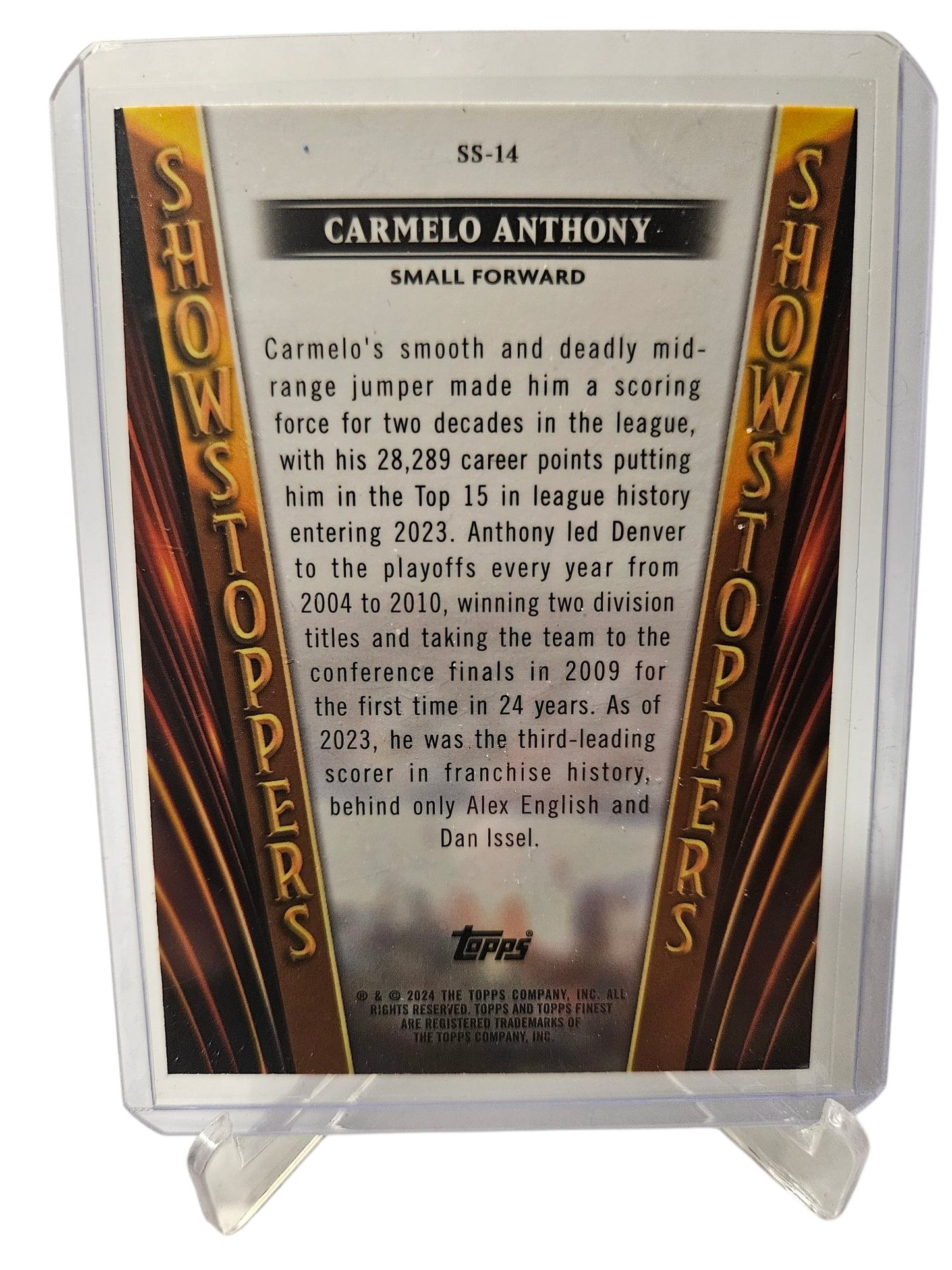 2023-24 Topps Finest #SS-14 Carmelo Anthony Show Stoppers Checkerboard